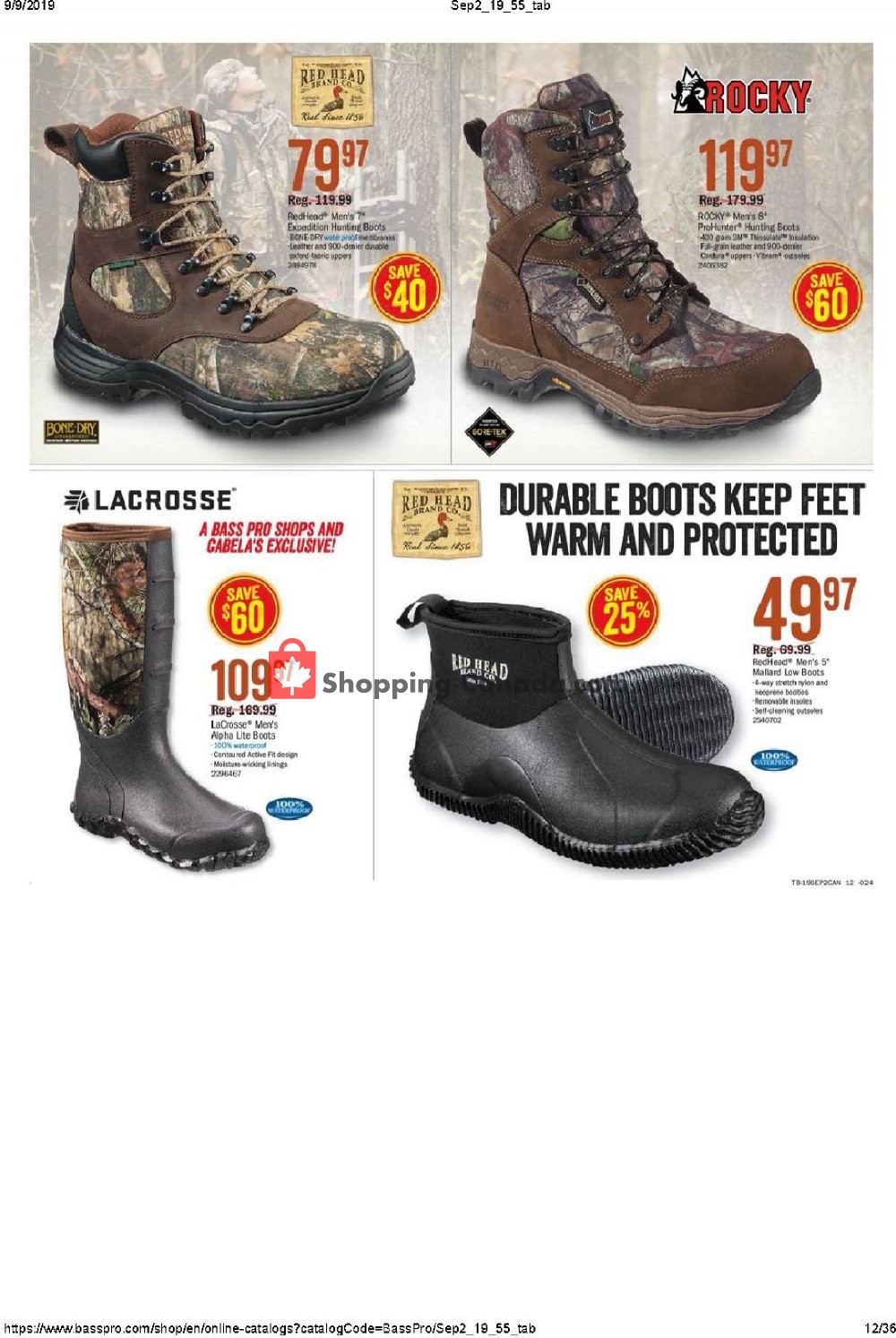 Bass Pro Shops flyer from Thursday September 5, 2019 to Sunday September 22, 2019 - page 12