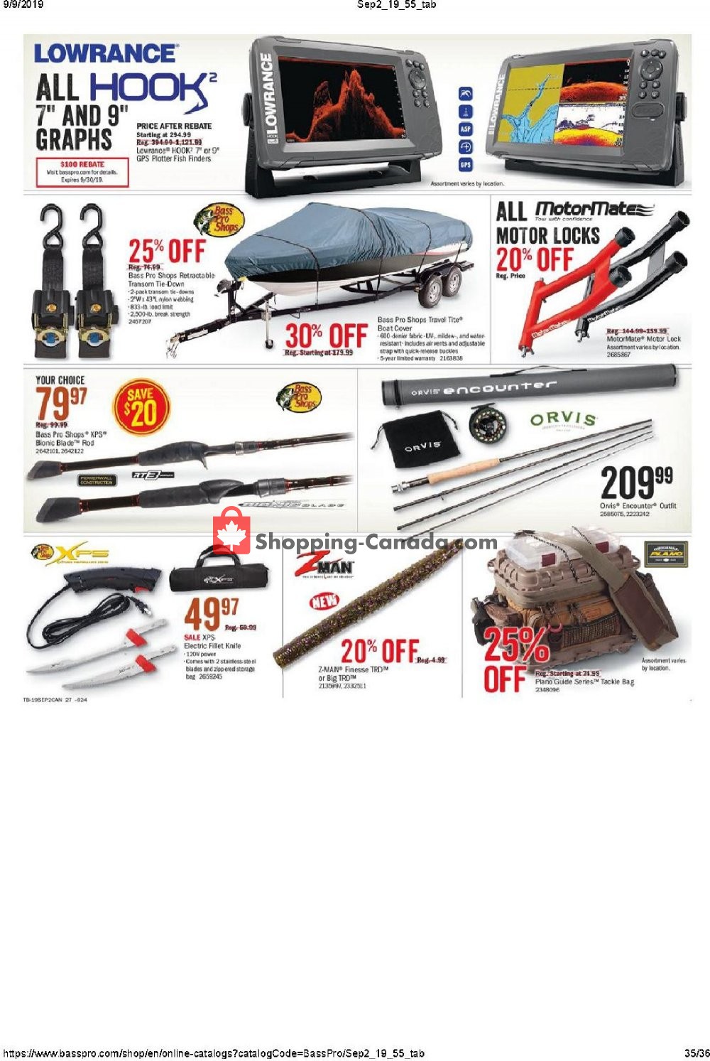 Bass Pro Shops flyer from Thursday September 5, 2019 to Sunday September 22, 2019 - page 35