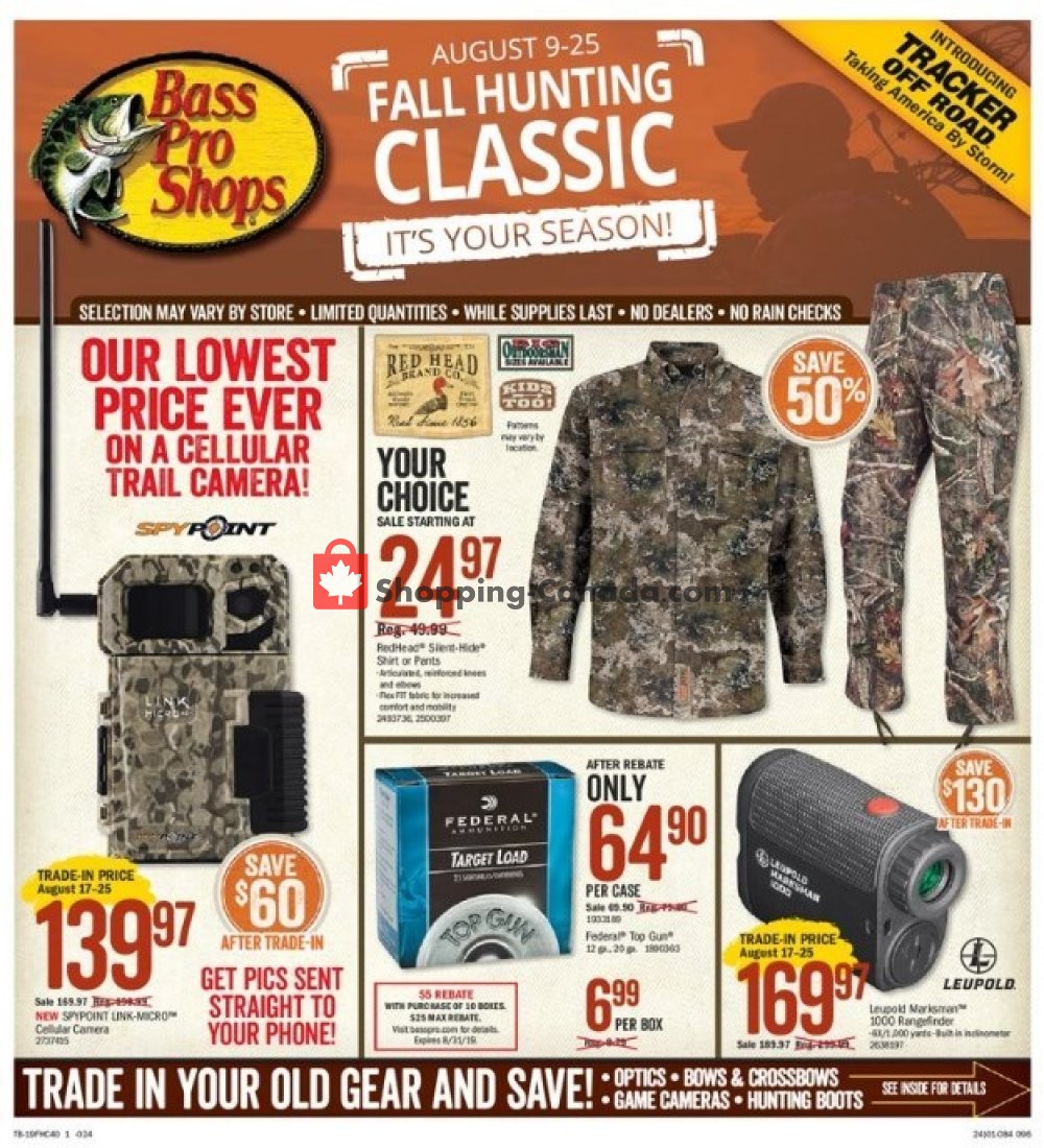 Bass Pro Shops flyer from Friday August 9, 2019 to Sunday August 25, 2019 - page 1