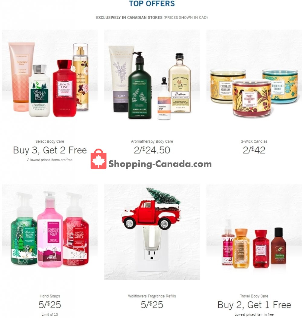 Bath & Body Works Canada, flyer (Top Offers) December 16 December