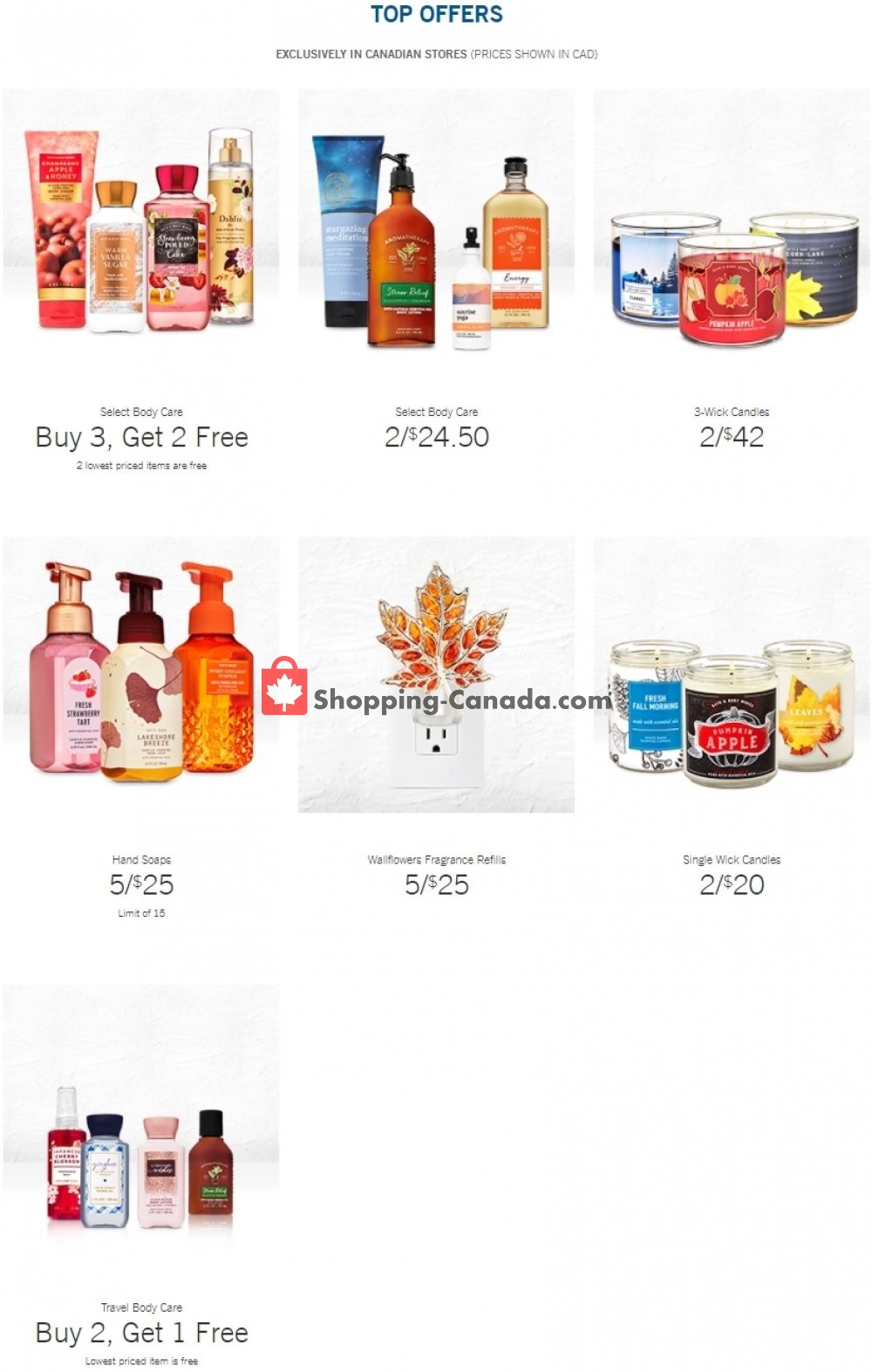 Bath & Body Works Canada, flyer (Top Offers) September 16