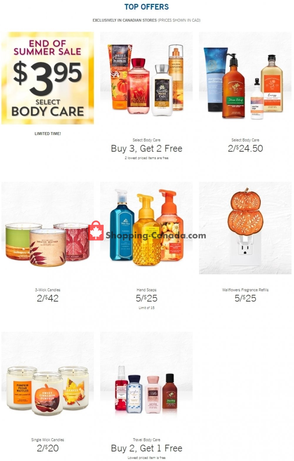 Bath & Body Works Canada, flyer (Top Offers) September 2 September 8, 2020 Shopping Canada