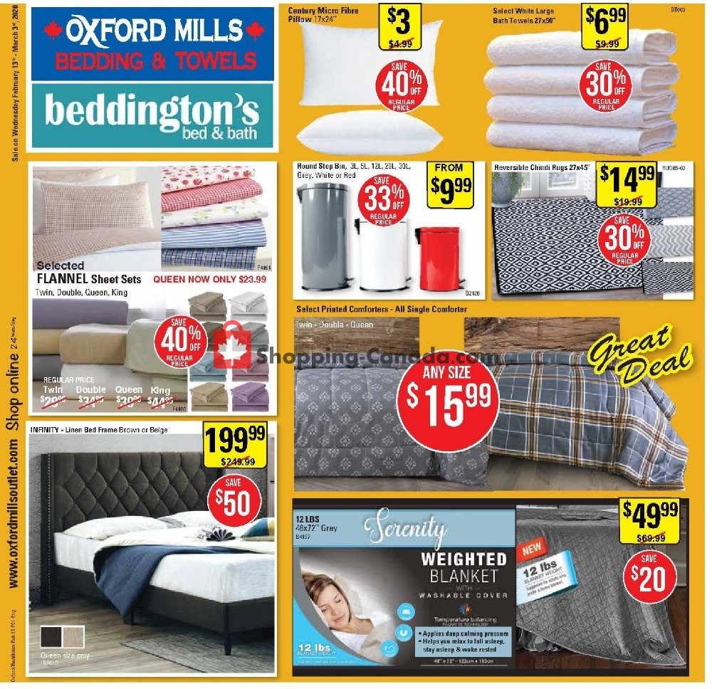 Beddington's Bed&Bath flyer from Thursday February 13, 2020 to Tuesday March 3, 2020 - page 1