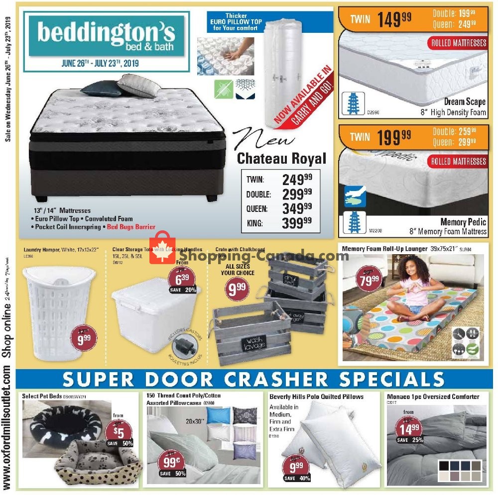 Beddington's Bed&Bath flyer from Wednesday June 26, 2019 to Tuesday July 23, 2019 - page 1