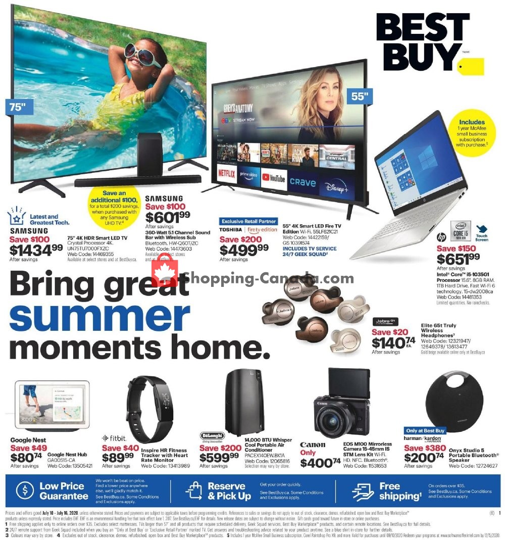 Best Buy flyer from Friday July 10, 2020 to Thursday July 16, 2020 - page 1