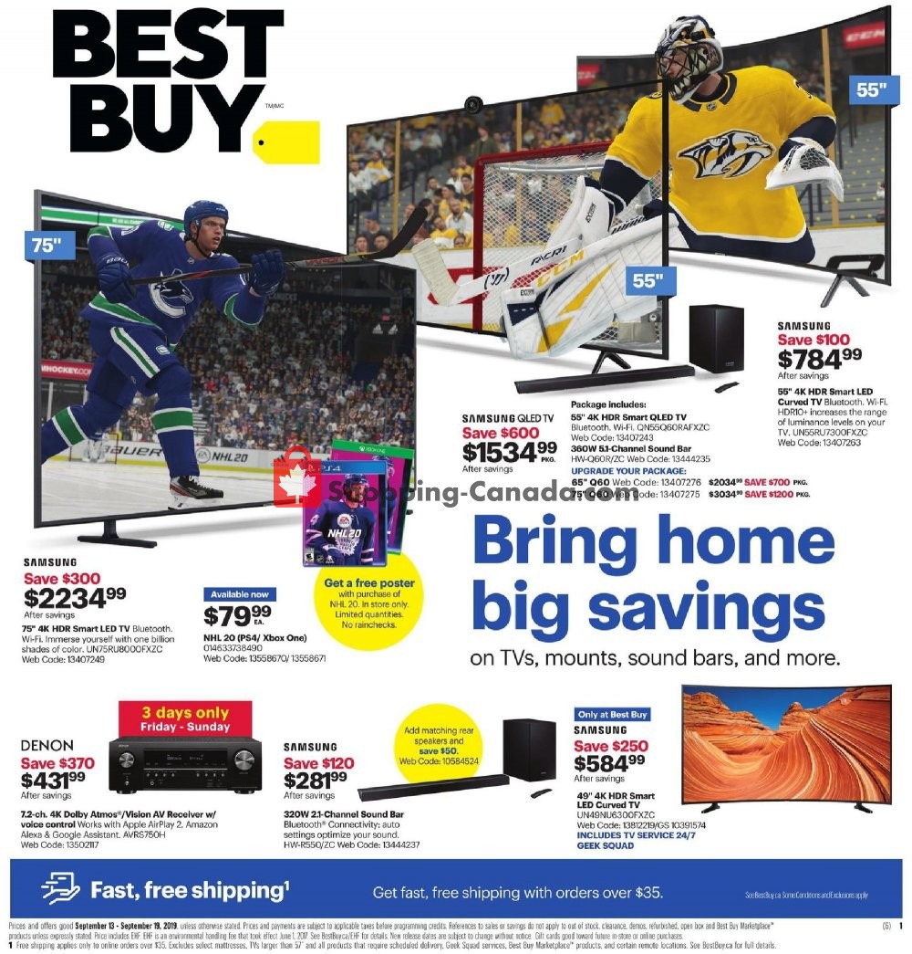 Best Buy flyer from Friday September 13, 2019 to Thursday September 19, 2019 - page 1