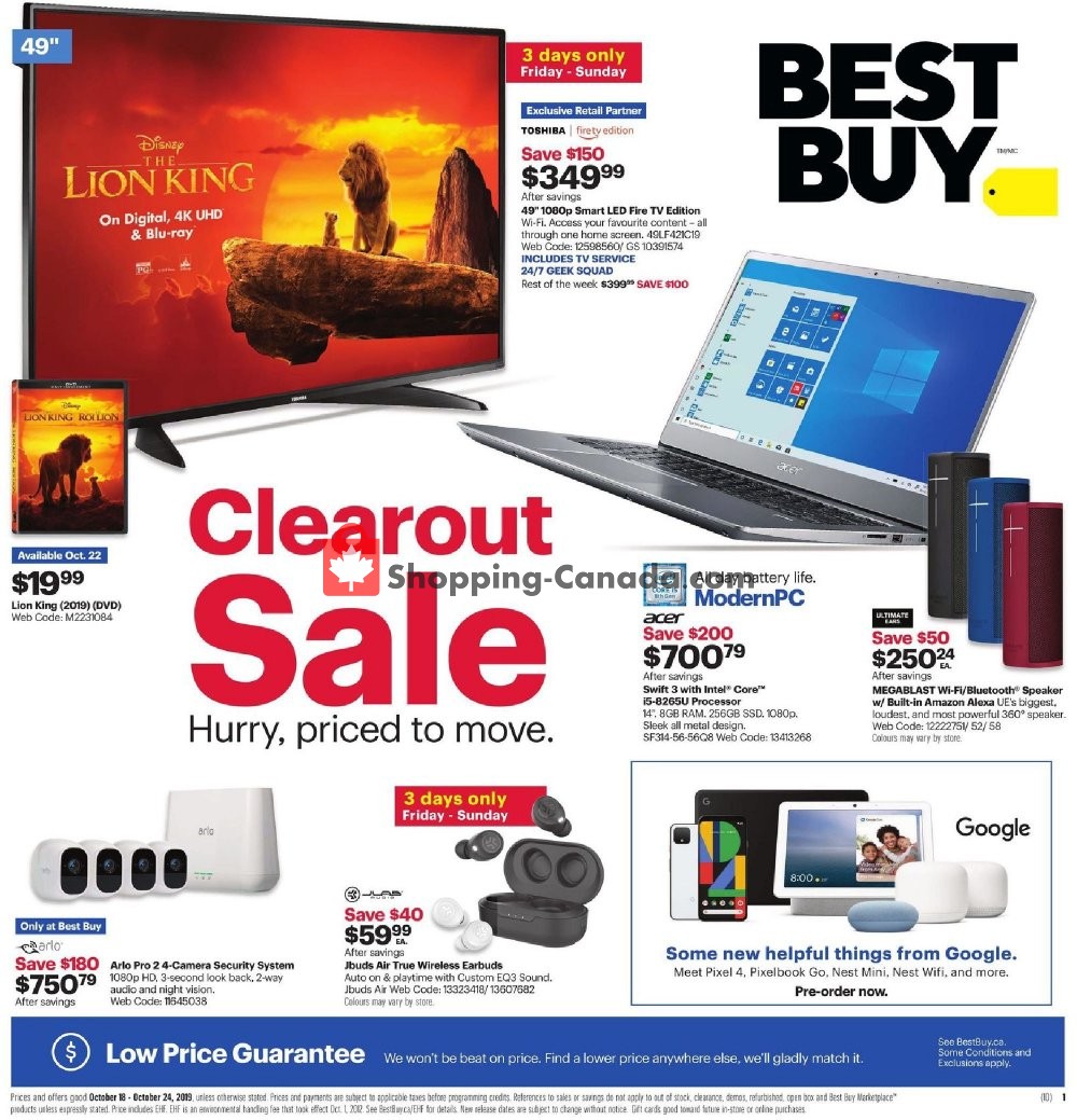 Best Buy flyer from Friday October 18, 2019 to Thursday October 24, 2019 - page 1