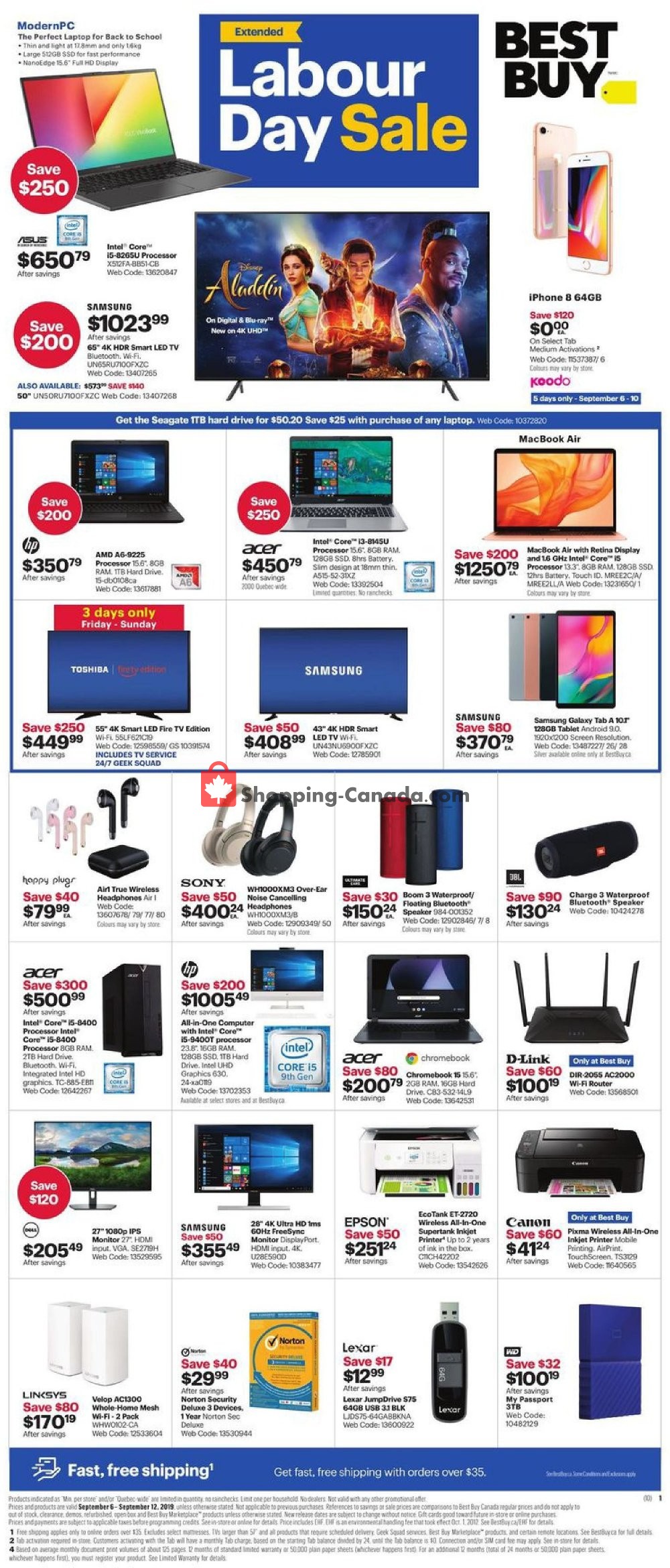 Best Buy flyer from Friday September 6, 2019 to Thursday September 12, 2019 - page 1