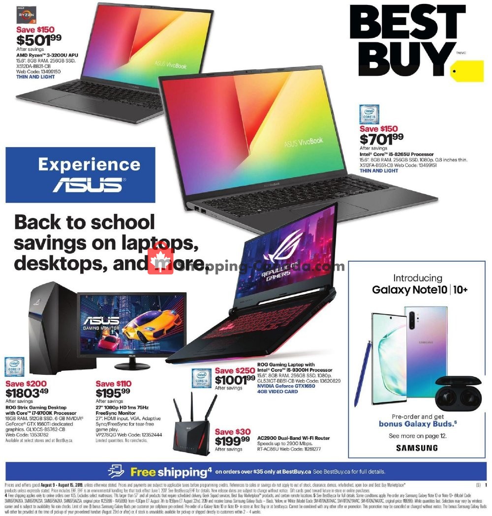 Best Buy flyer from Friday August 9, 2019 to Thursday August 15, 2019 - page 1