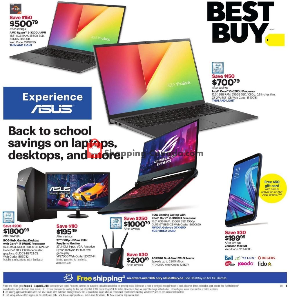 Best Buy flyer from Friday August 9, 2019 to Thursday August 15, 2019 - page 1