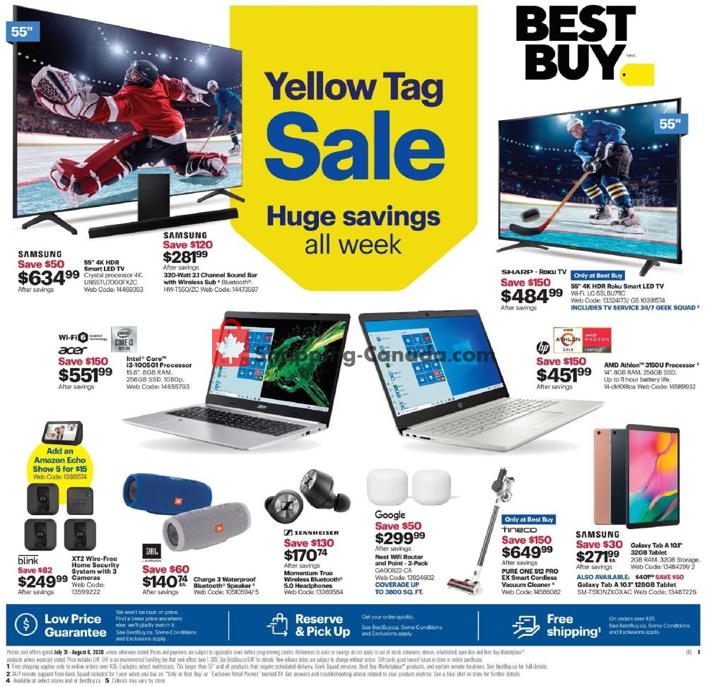 Best Buy Canada, flyer (Yellow Tag Sale Atlantic) July 31 August 6, 2020 Shopping Canada