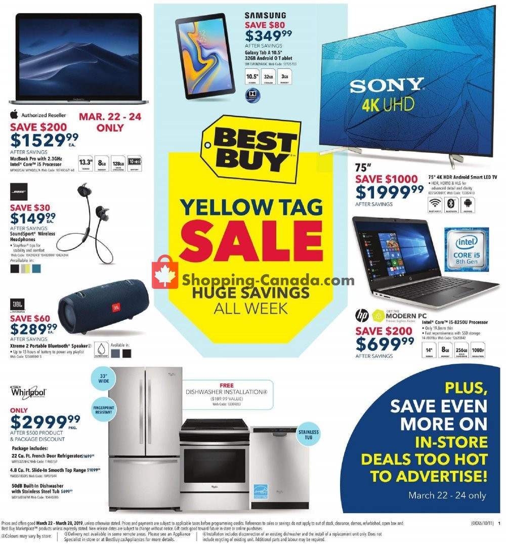 Best Buy Canada Flyer Yellow Tag Sale West March 22 March 28 