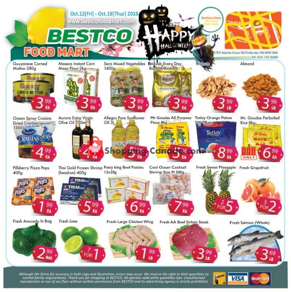 Bestco Food Mart flyer from Friday October 12, 2018 to Thursday October 18, 2018 - page 1