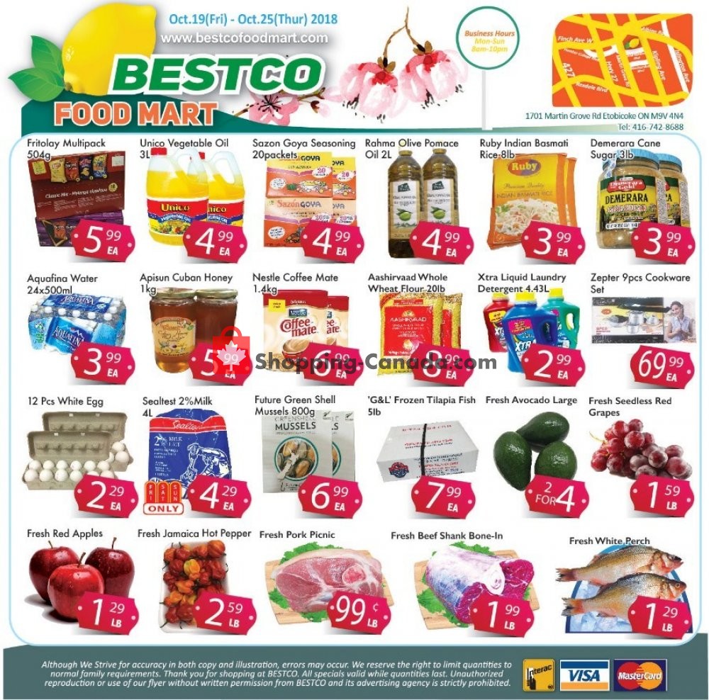 Bestco Food Mart flyer from Friday October 19, 2018 to Thursday October 25, 2018 - page 1