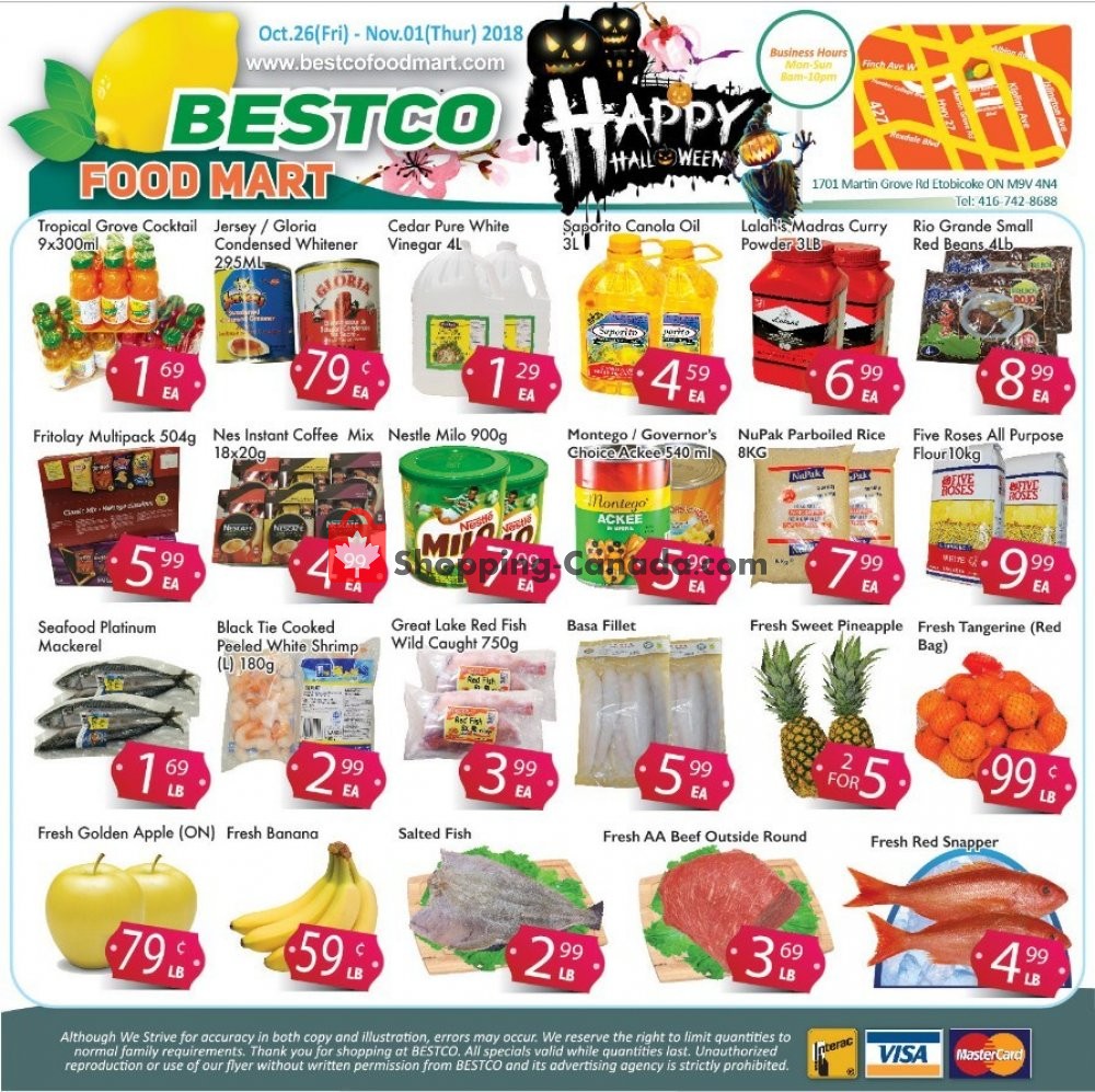 Bestco Food Mart flyer from Friday October 26, 2018 to Thursday November 1, 2018 - page 1