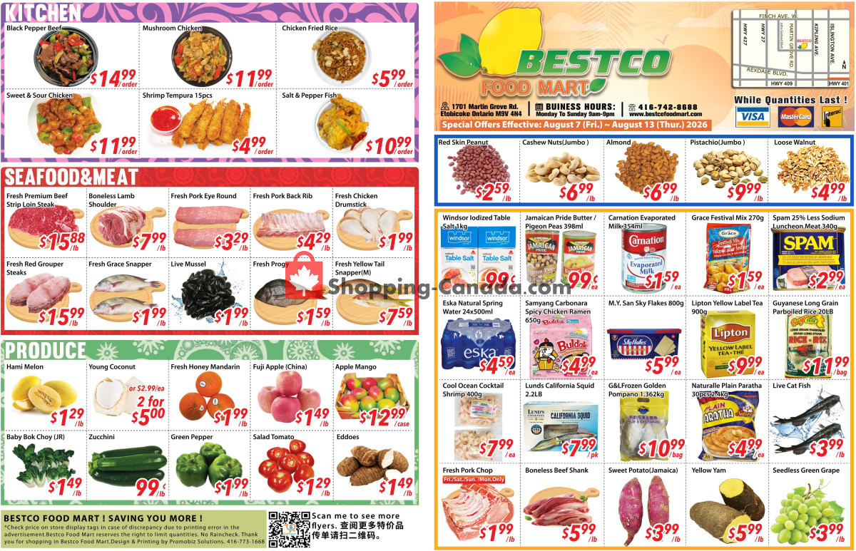 Bestco Food Mart flyer from Saturday August 1, 2026 to Monday August 31, 2026 - page 1