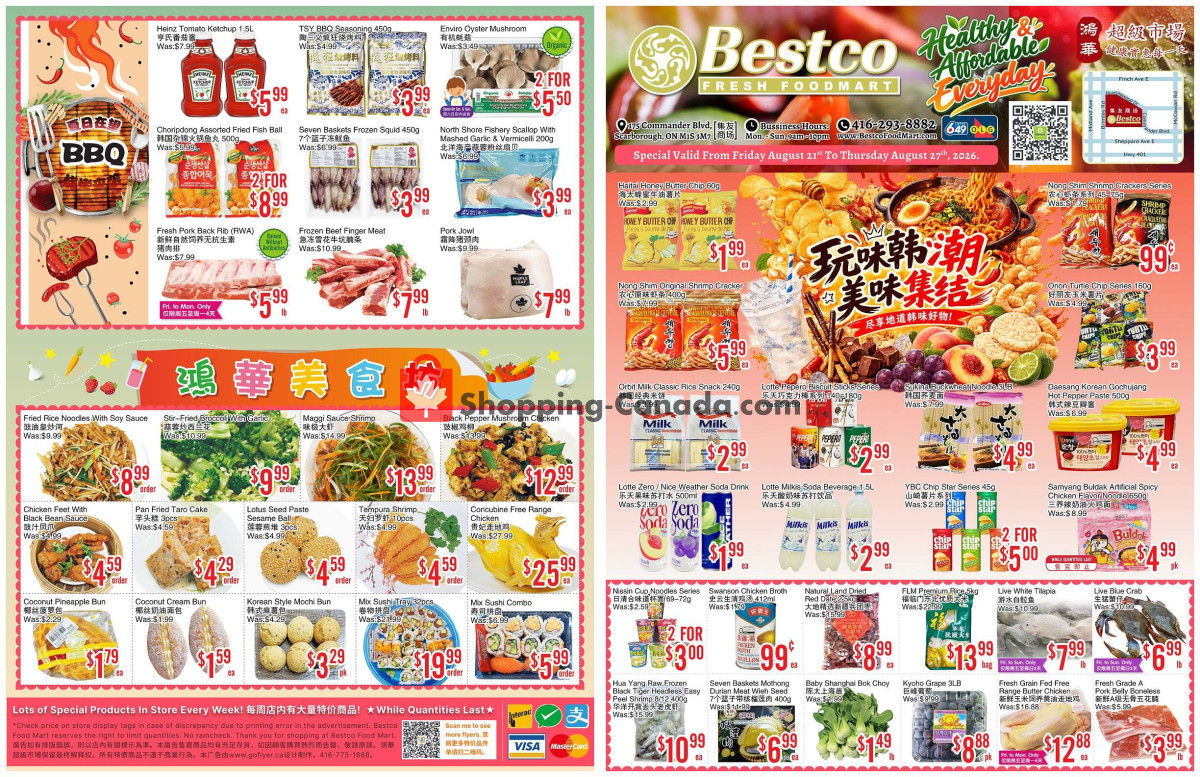 Bestco Food Mart flyer from Wednesday August 19, 2026 to Tuesday August 25, 2026 - page 1