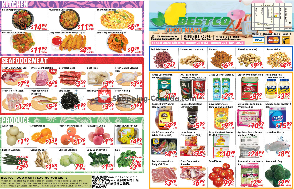 Bestco Food Mart flyer from Thursday August 20, 2026 to Thursday August 27, 2026 - page 1