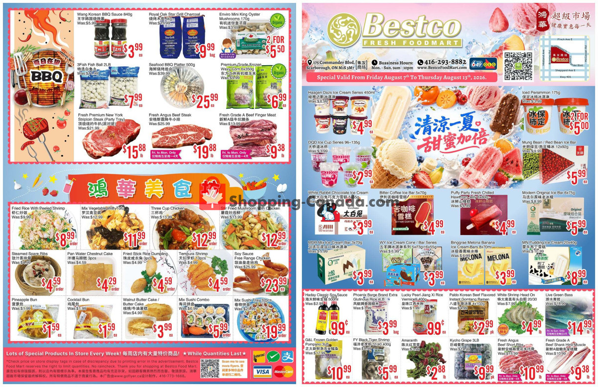 Bestco Food Mart flyer from Tuesday August 4, 2026 to Monday August 10, 2026 - page 1