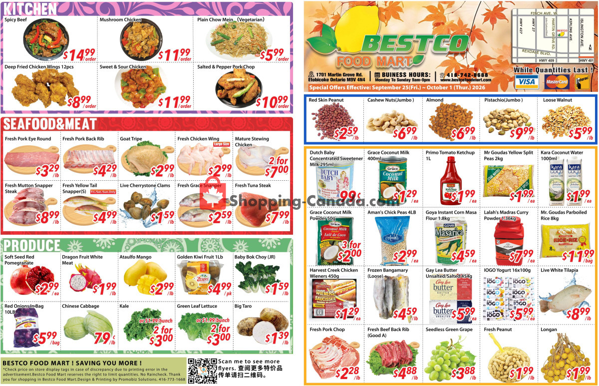 Bestco Food Mart flyer from Thursday September 24, 2026 to Thursday October 1, 2026 - page 1