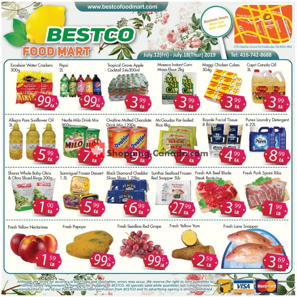 Bestco Food Mart flyer from Friday July 12, 2019 to Thursday July 18, 2019 - page 1