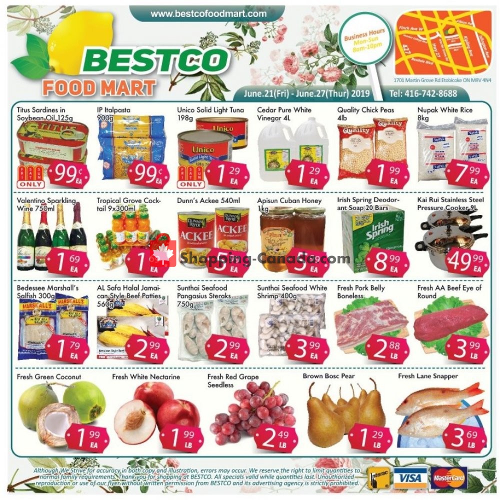 Bestco Food Mart flyer from Friday June 21, 2019 to Thursday June 27, 2019 - page 1