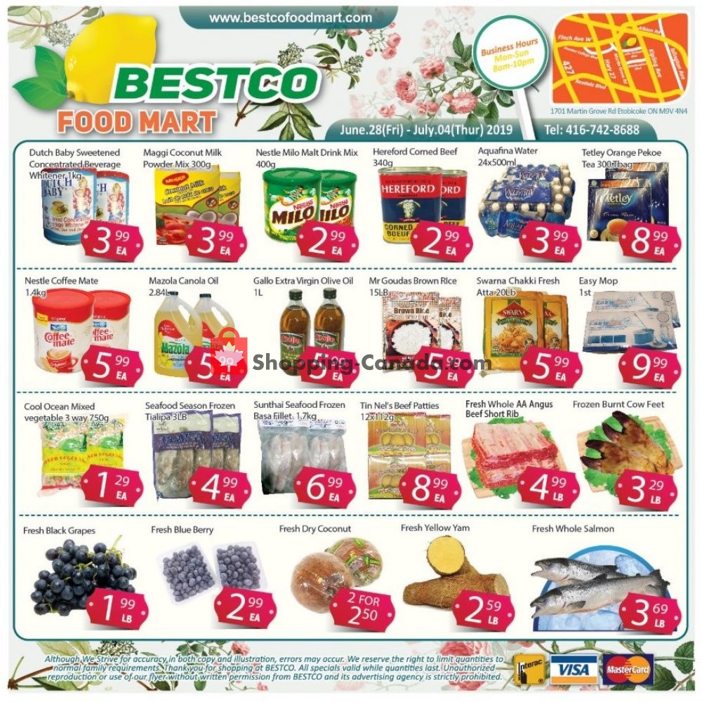 Bestco Food Mart flyer from Friday June 28, 2019 to Thursday July 4, 2019 - page 1
