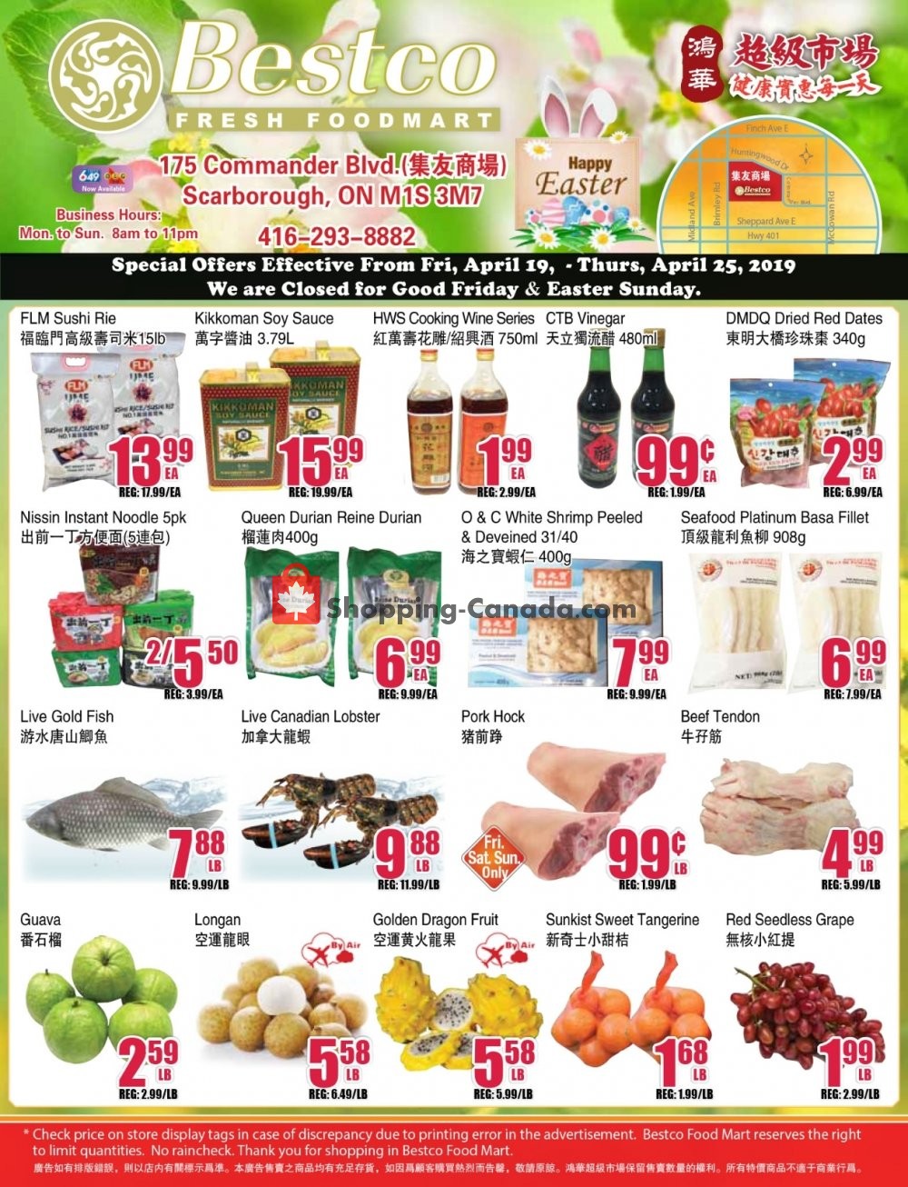 Bestco Food Mart flyer from Friday April 19, 2019 to Thursday April 25, 2019 - page 1