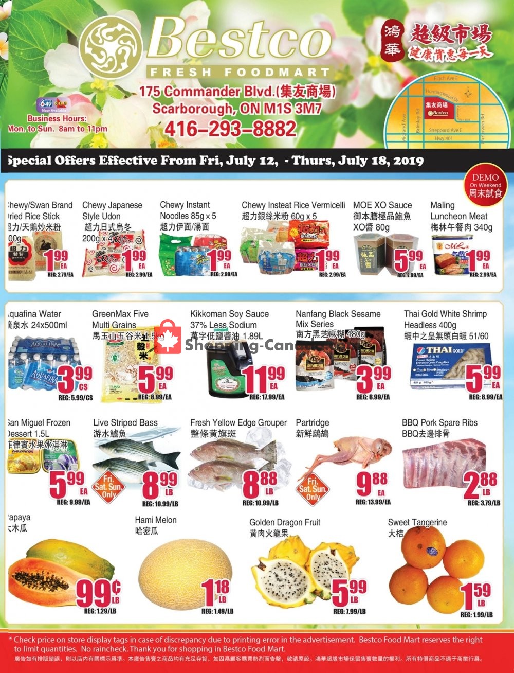 Bestco Food Mart flyer from Friday July 12, 2019 to Thursday July 18, 2019 - page 1