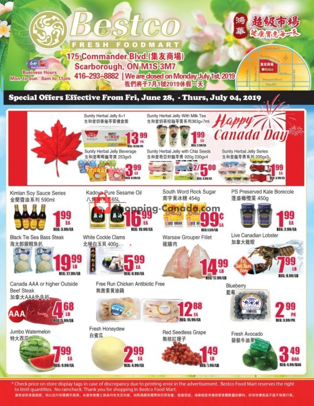 Bestco Food Mart flyer from Friday June 28, 2019 to Thursday July 4, 2019 - page 1