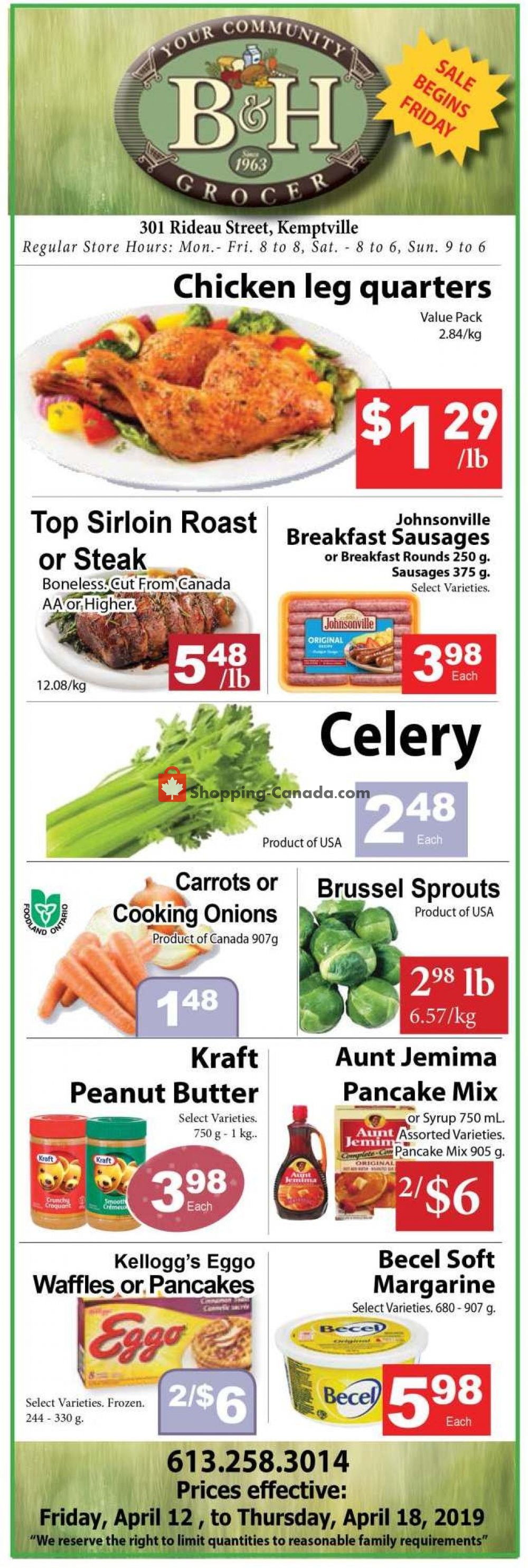 B&H YOUR COMMUNITY GROCER flyer from Friday April 12, 2019 to Thursday April 18, 2019 - page 1