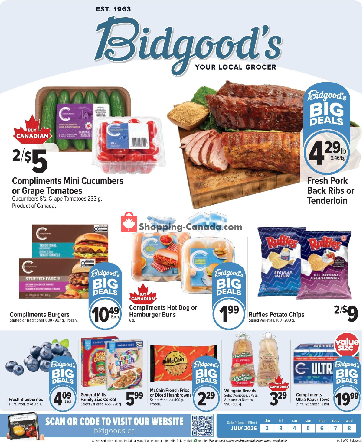 Bidgood's Supermarket flyer from Wednesday July 1, 2026 to Friday July 31, 2026 - page 1