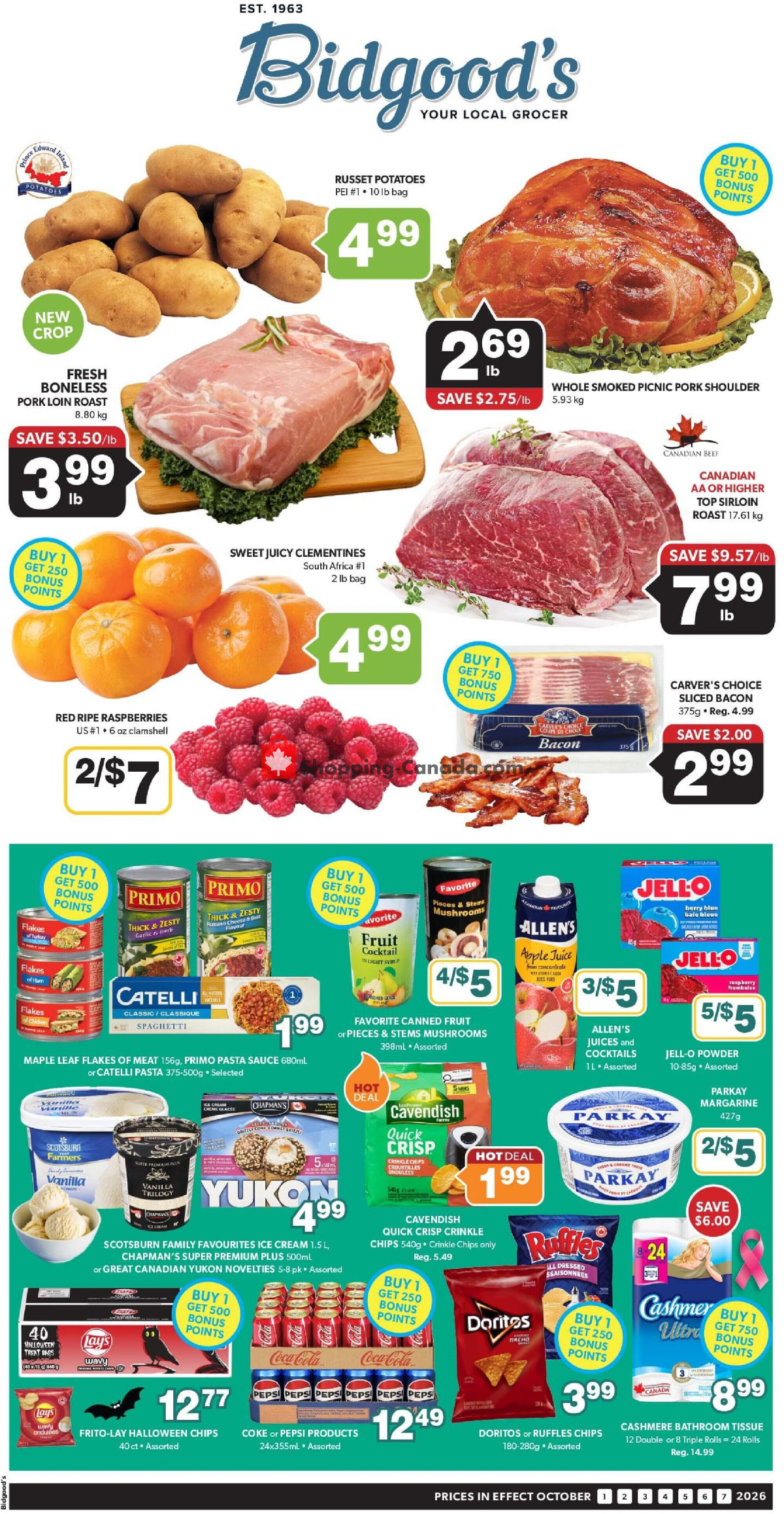 First page of Bidgood's Supermarket flyer - preview - from Thursday October 1, 2026 to Saturday October 31, 2026