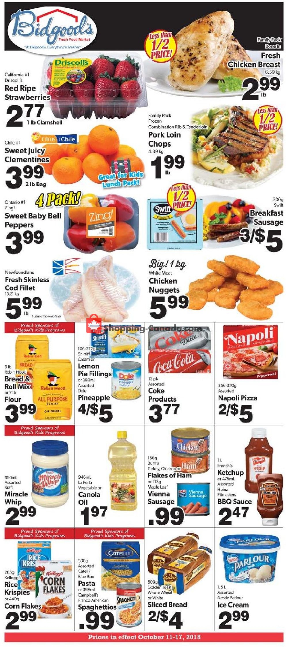 Bidgood's Supermarket flyer from Thursday October 11, 2018 to Wednesday October 17, 2018 - page 1