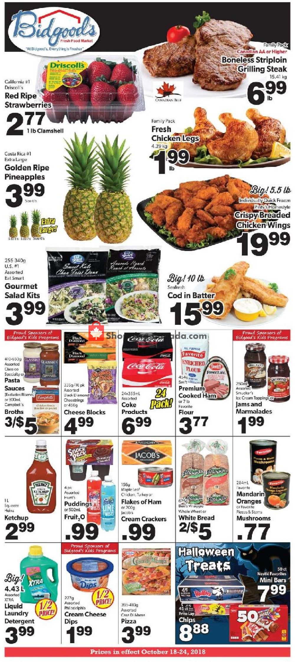 Bidgood's Supermarket flyer from Thursday October 18, 2018 to Wednesday October 24, 2018 - page 1