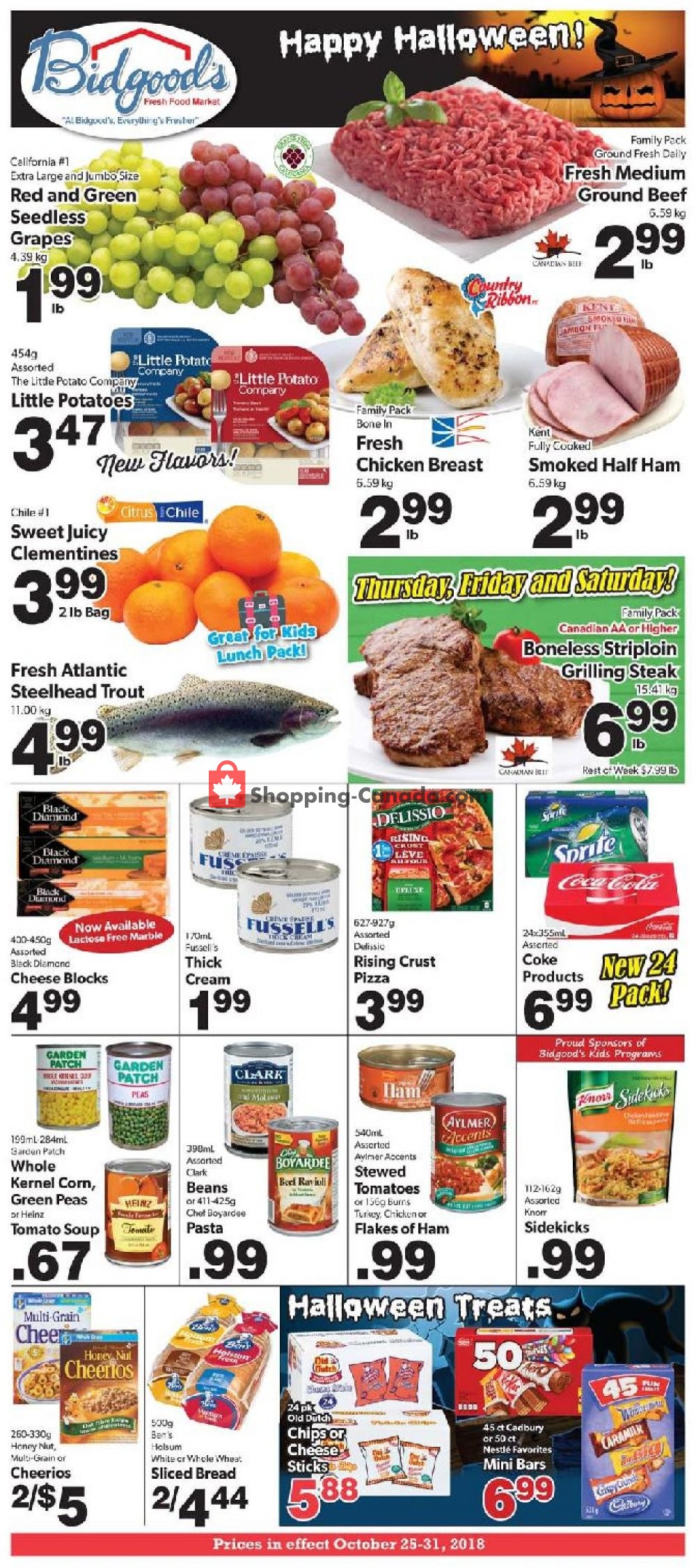 Bidgood's Supermarket flyer from Thursday October 25, 2018 to Wednesday October 31, 2018 - page 1