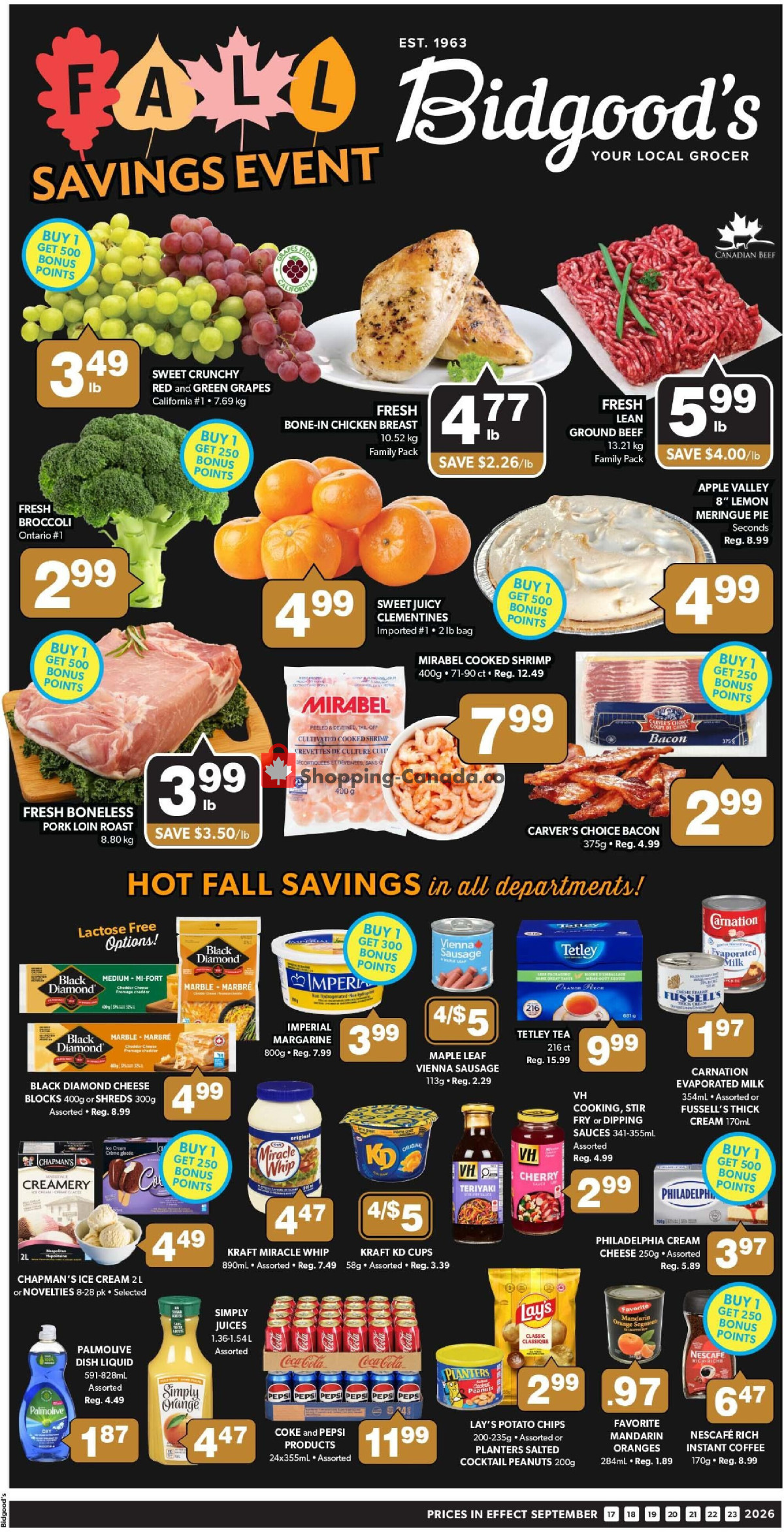 Bidgood's Supermarket flyer from Wednesday September 16, 2026 to Tuesday September 22, 2026 - page 1