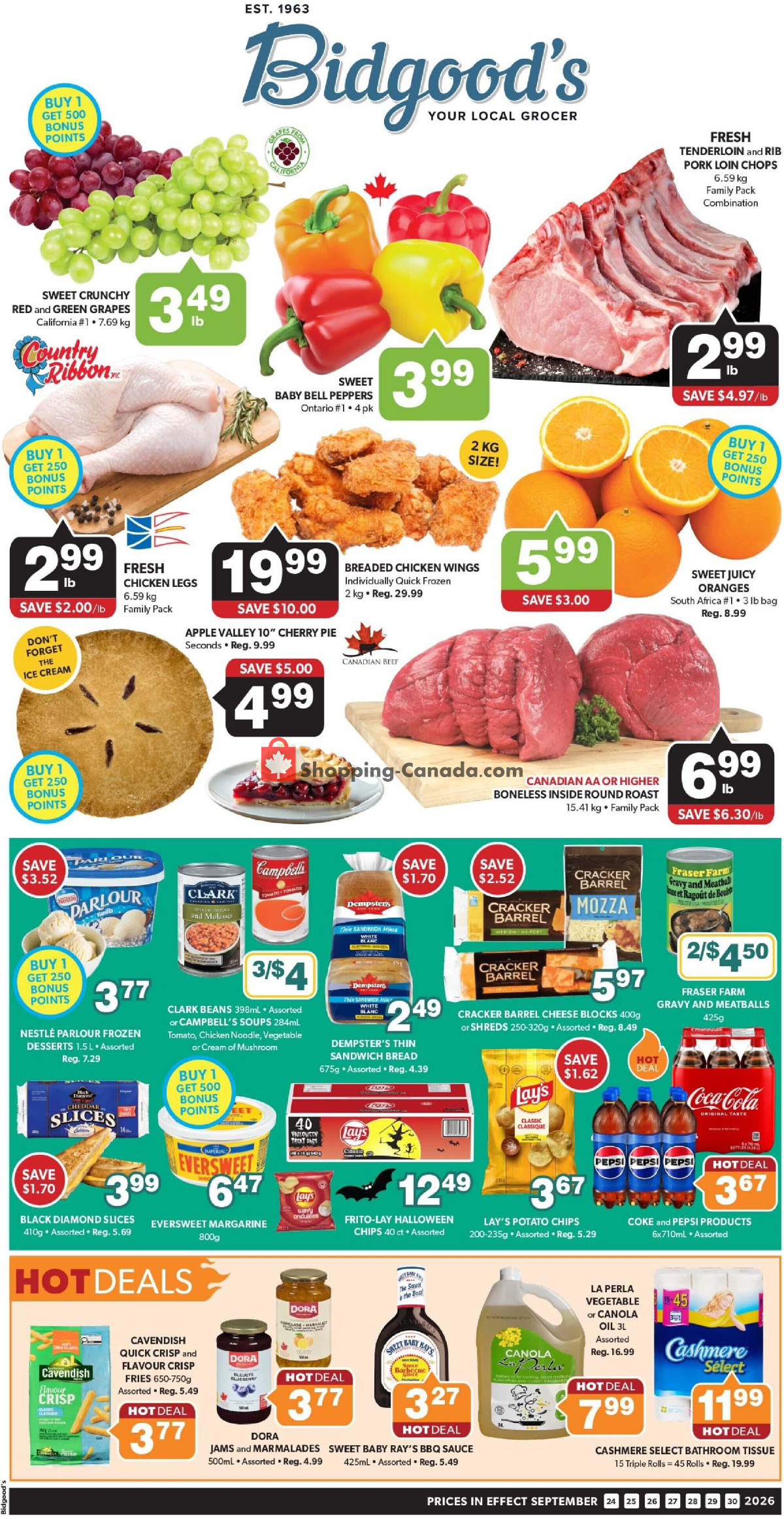Bidgood's Supermarket flyer from Saturday September 19, 2026 to Friday September 25, 2026 - page 1