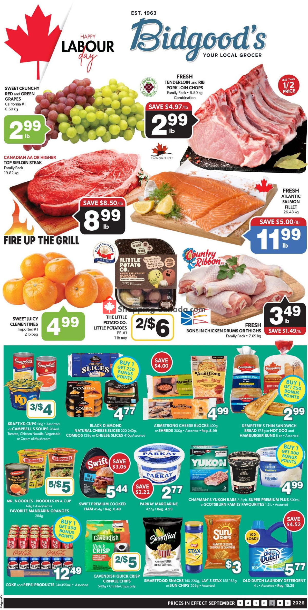 Bidgood's Supermarket flyer from Wednesday September 2, 2026 to Thursday September 10, 2026 - page 1
