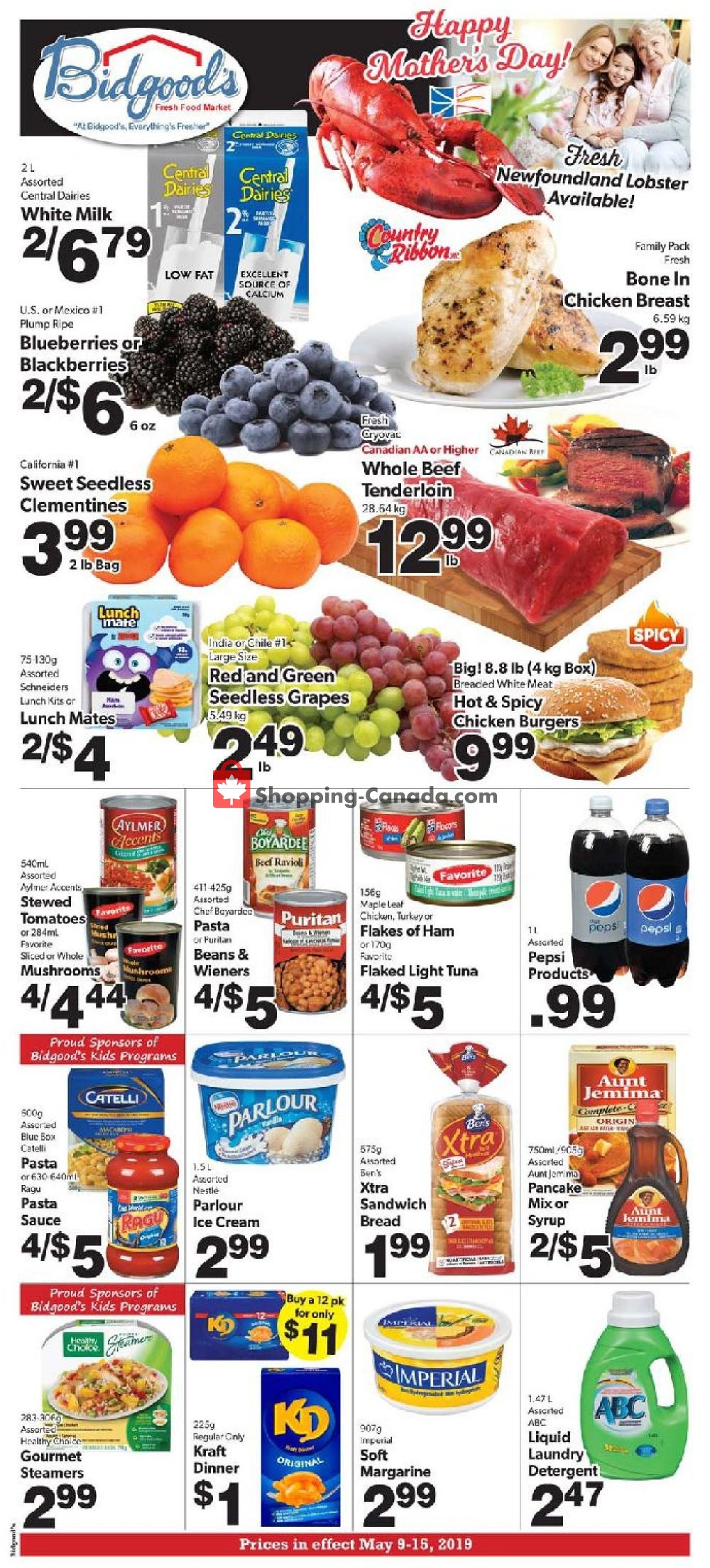 Bidgood's Supermarket flyer from Thursday May 9, 2019 to Wednesday May 15, 2019 - page 1