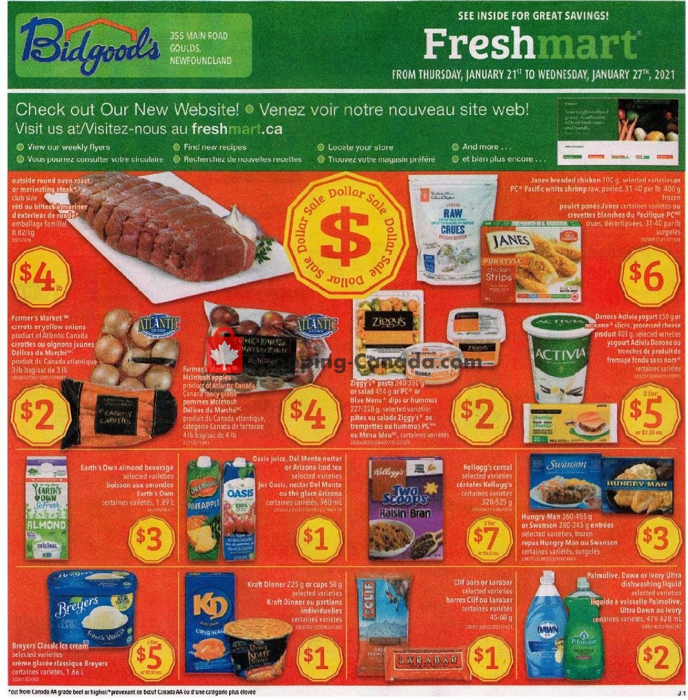Bidgood's Supermarket flyer from Thursday January 21, 2021 to Wednesday January 27, 2021 - page 1