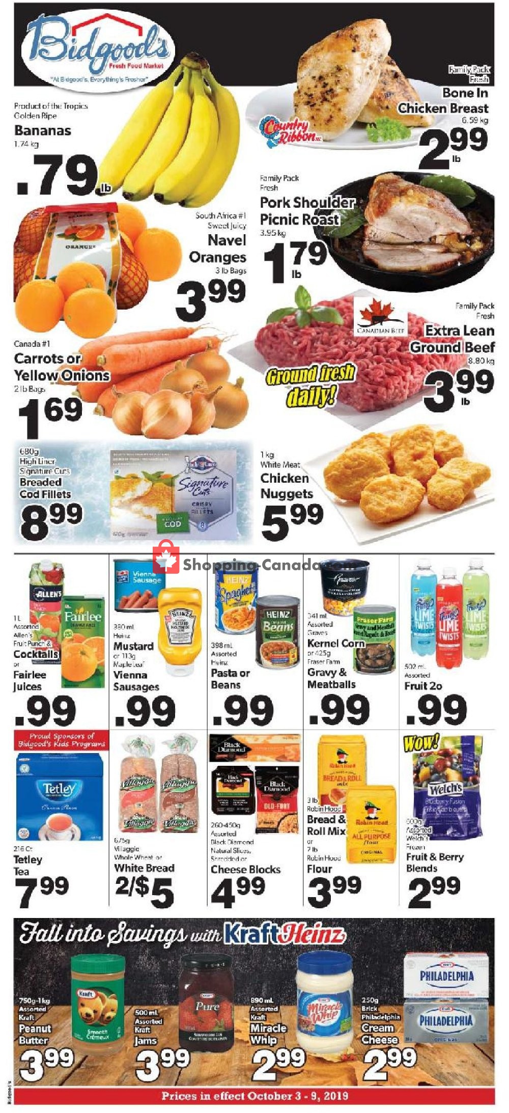 Bidgood's Supermarket flyer from Thursday October 3, 2019 to Wednesday October 9, 2019 - page 1