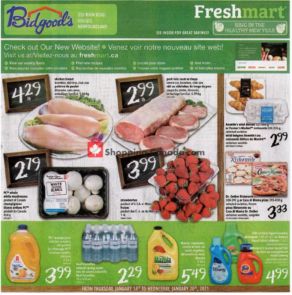 Bidgood's Supermarket flyer from Thursday January 14, 2021 to Wednesday January 20, 2021 - page 1
