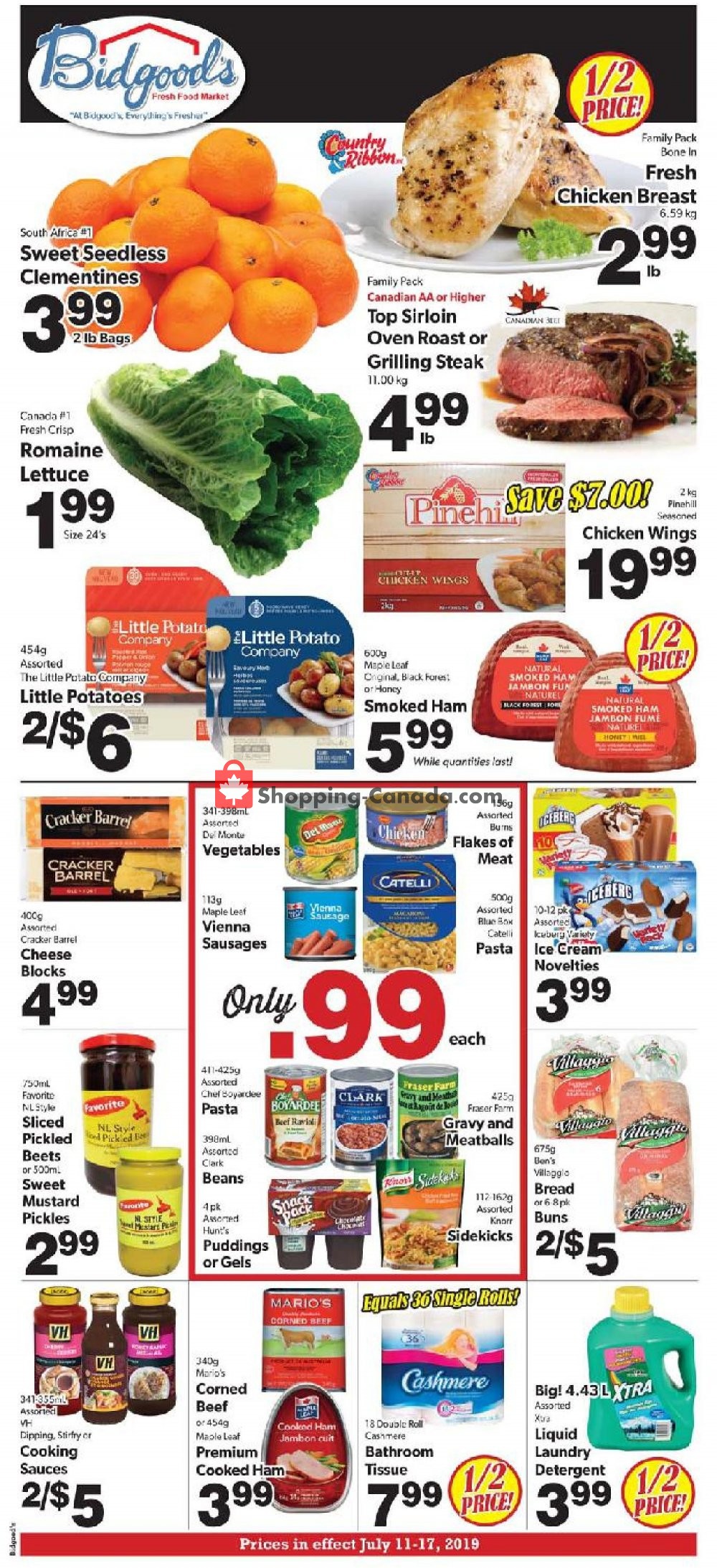 Bidgood's Supermarket flyer from Thursday July 11, 2019 to Wednesday July 17, 2019 - page 1
