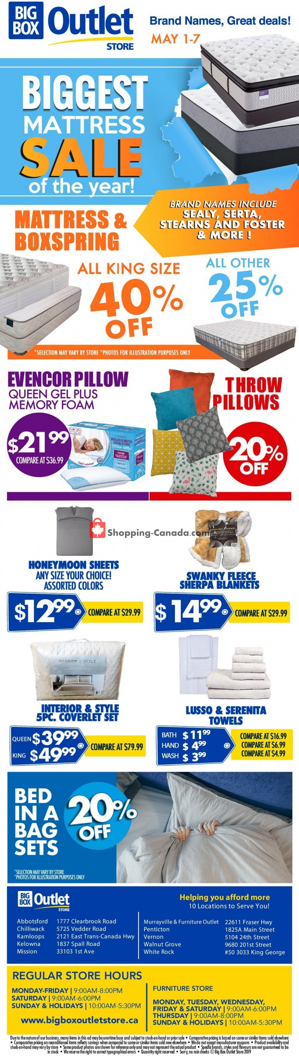 Big Box Outlet Store flyer from Wednesday May 1, 2019 to Tuesday May 7, 2019 - page 1