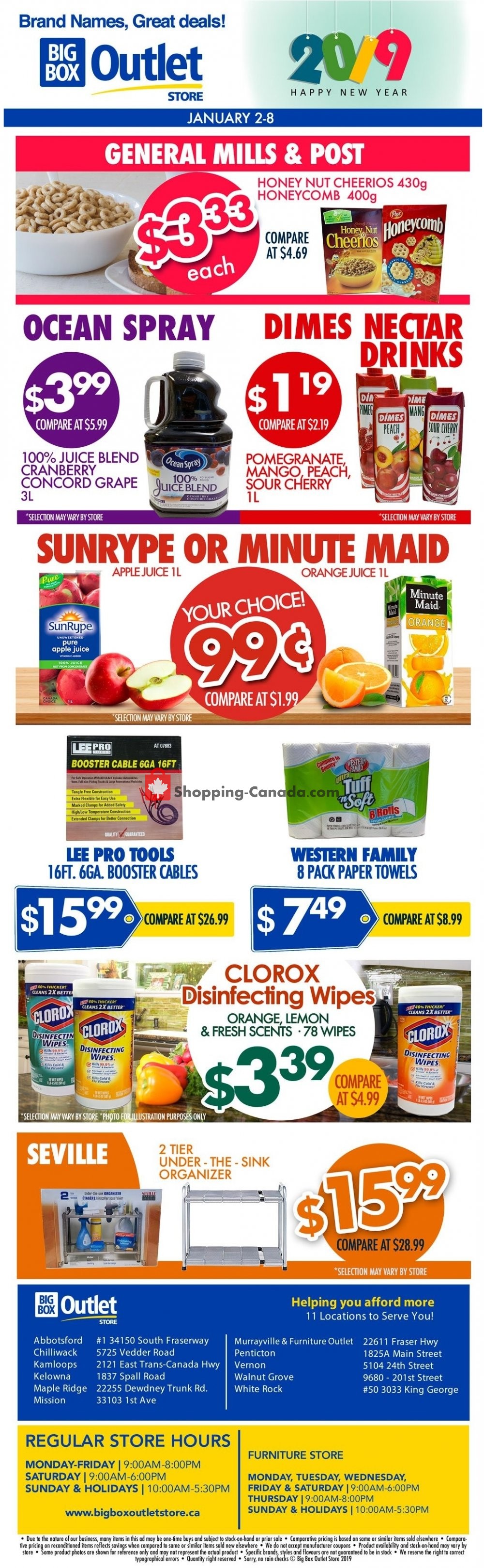 Big Box Outlet Store flyer from Wednesday January 2, 2019 to Tuesday January 8, 2019 - page 1