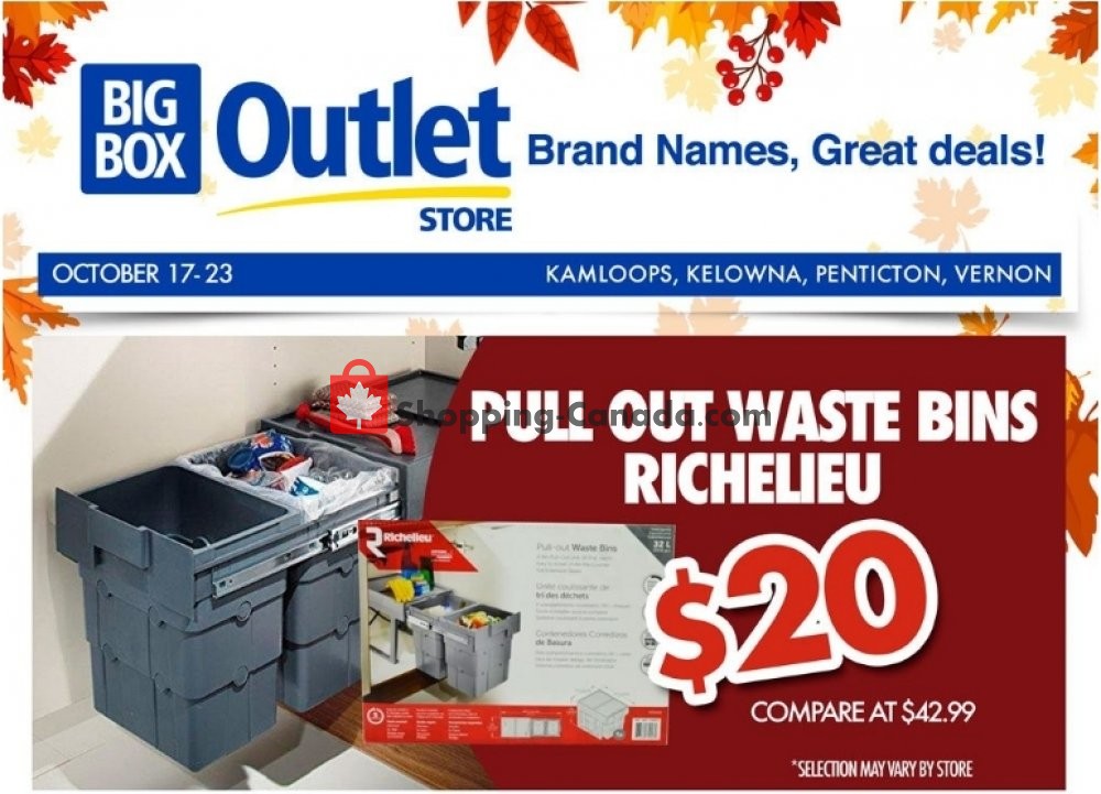 Big Box Outlet Store flyer from Wednesday October 17, 2018 to Tuesday October 23, 2018 - page 1