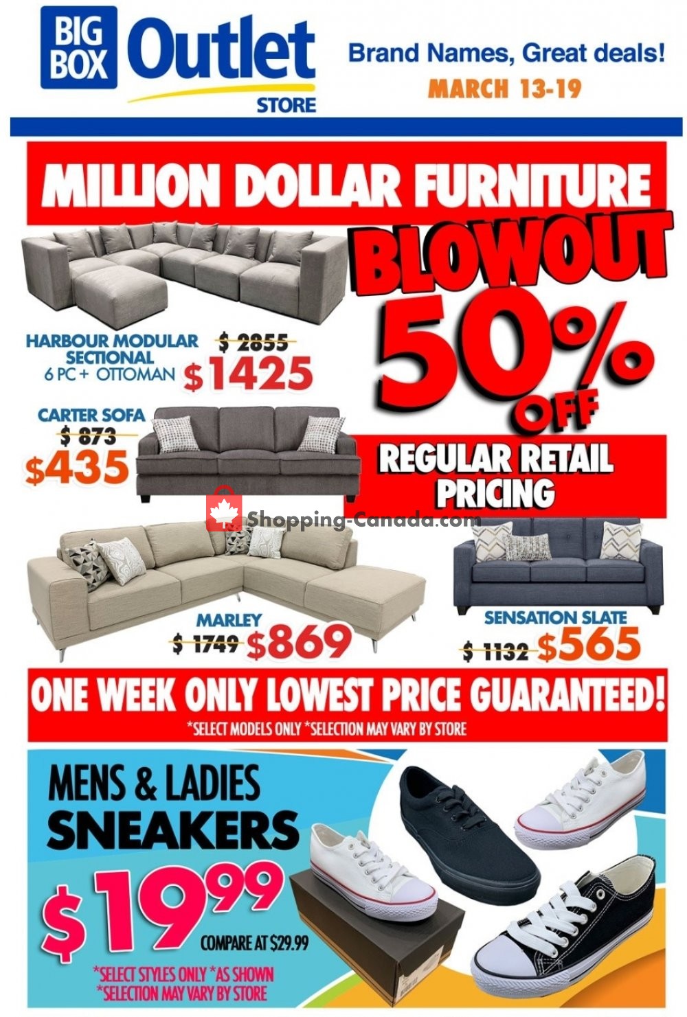 Big Box Outlet Store flyer from Wednesday March 13, 2019 to Tuesday March 19, 2019 - page 1