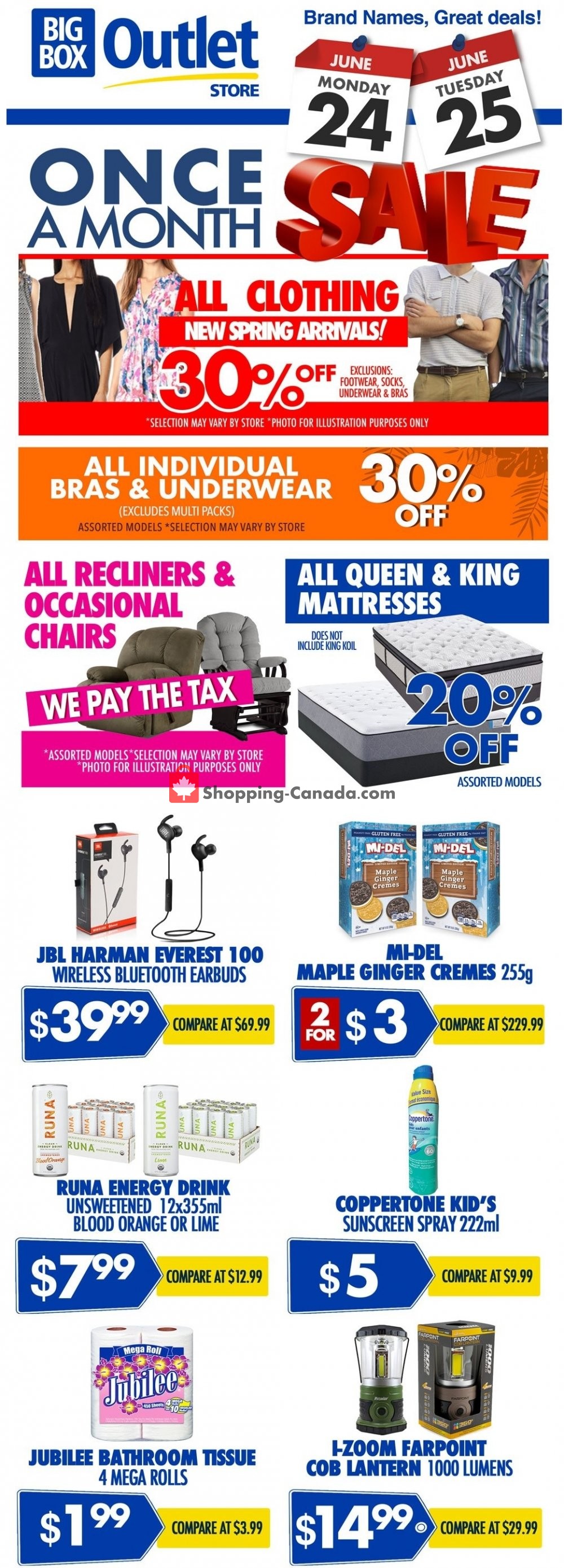 Big Box Outlet Store flyer from Monday June 24, 2019 to Tuesday June 25, 2019 - page 1