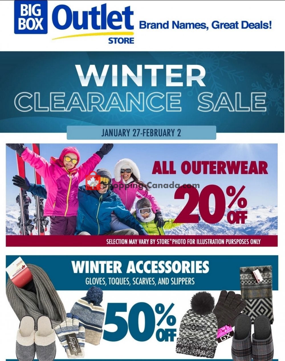 Big Box Outlet Store Canada, flyer (Winter Clearance Sale) January